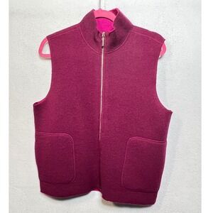 Rafaella Vest Womens Size L Magenta Wool Full Zip Mock Neck Pink Purple